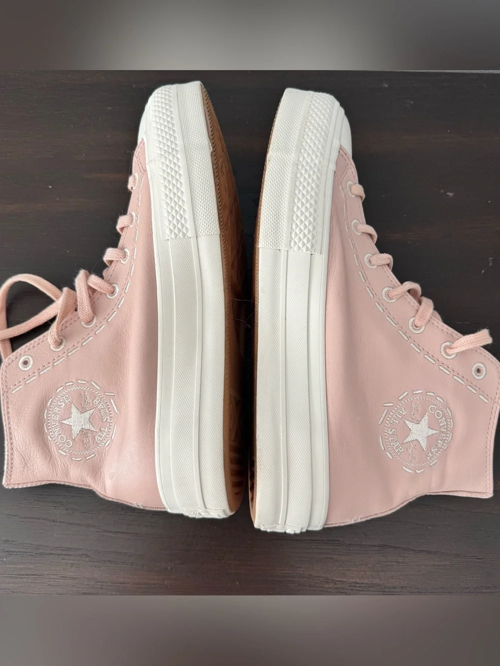Converse Chuck Taylor Lift Platform High Top Bold Stitch Pink Sage Leather Sz 9 - Picture 9 of 9